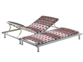 Set of 2 EU Single Bed Bases 3ft Manual Adjustable Solid Wood Slats Metal Frame 