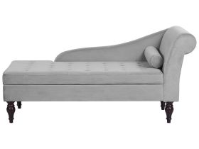 Chaise Lounge Light Grey Velvet Upholstery Black Legs Modern Design 