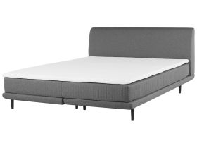EU Super King Size Continental Divan Bed  6ft Light Grey Fabric with Zigzag Spring Mattress and Topper 