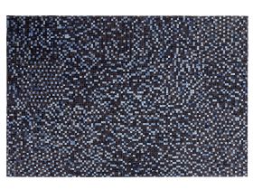 Area Rug Brown and Blue Genuine Cowhide Leather Rectangular 140 x 200 cm Patchwork Boho Decor  