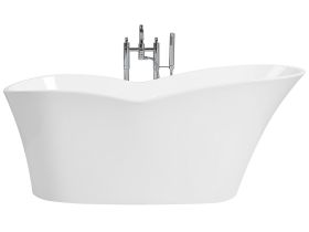 Freestanding Bath White Glossy Sanitary Acrylic 1700 x 800 mm Single Oval Modern Minimalist Design 