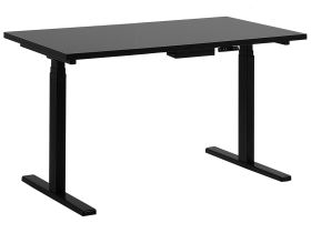 Electrically Adjustable Desk Black Wooden Tabletop Powder Coated Steel Frame Sit and Stand 130 x 72 cm Modern Design  