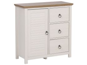 Sideboard Cabinet Cream and Dark Wooden Top MDF Particle Board 3 Drawers Rustic Design 