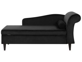 Chaise Lounge Black Velvet Upholstery with Storage Right Hand with Bolster 