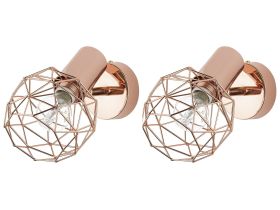 Wall Lamps Copper Metal Cage Shade Adjustable Light Position Modern 