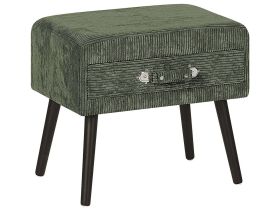 Side Table with Storage Dark Green Corduroy Black Legs 46 x 50 x 35 cm Suitcase 