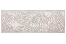 Outdoor Rug Mat Beige Synthetic 60 x 105 cm Palm Leaf Floral Pattern Eco Friendly Modern 