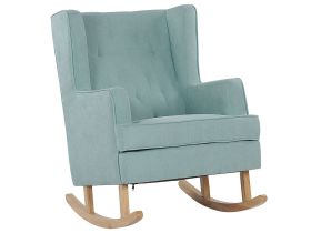 Rocking Chair Mint Green Fabric Solid Wooden Skates Classic 