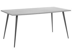 Dining Table Concrete Effect Top Black Metal Legs Rectangular 160 x 80 cm for 6 People Modern Glamour Style 