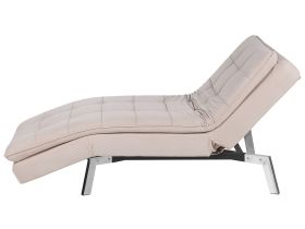 Chaise Lounge Beige Velvet Tufted Adjustable Back and Legs Modern Glam 