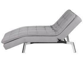 Chaise Lounge Light Grey Velvet Tufted Adjustable Back and Legs Modern Glam 