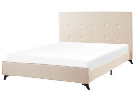 Double Bed Frame Beige 140 x 200 cm Upholstered 