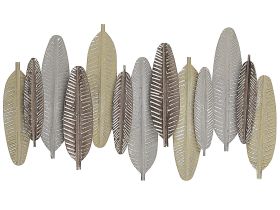 Wall Decor Feathers Gold and Silver Metal 66 x 37 cm Industrial Modern 