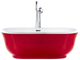 Freestanding Bath Red Sanitary Acrylic Oval Single 170 x 77 cm Modern Design 