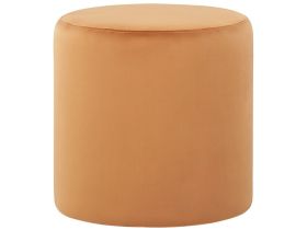 Round Velvet Orange Ottoman Pouffe Footstool  