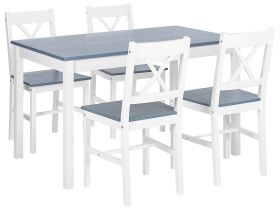 Dining Set White Solid Wood Light Wood Top 4 Seater 120 x 75 cm Modern Scandinavian 
