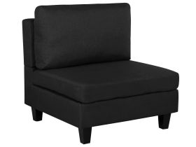 1-Seat Section Black Fabric Upholstered Armchair Module Piece 