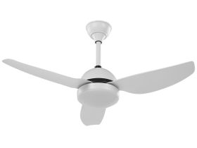 Ceiling Fan with Light Ventilator White Synthetic Material Metal 3 Blades Remote Control Minimalist Design 