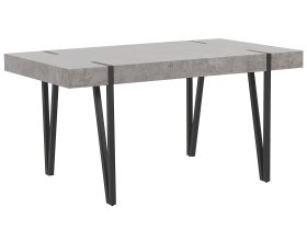 Dining Table Concrete Effect MDF Top Black Metal Hairpin Legs 150 x 90 cm Rectangular Industrial Style 
