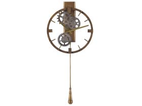 Wall Pendulum Clock Gold Iron Frame Classic Design Distressed Finish Round 30 cm 