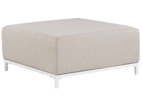Ottoman Beige Polyester Upholstery White Aluminium Legs Metal Frame Outdoor and Indoor Water Resistant 
