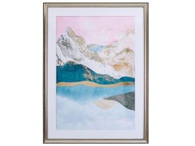 Framed Wall Art Multicolour Print on Paper 60 x 80 cm Passe-Partout Frame Mountains Theme 