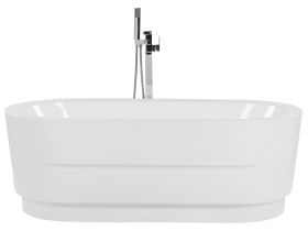 Freestanding Bath White Sanitary Acrylic Oval Single 170 x 80 cm Modern Design Minimalist 