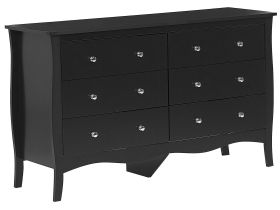 Chest of Drawers Black Sideboard with 6 Drawers 75 x 130 cm Living Room Bedroom Hallway Storage Cabinet Modern French Style 