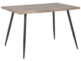 Dining Table Light Wood MDF Tabletop 120 x 80 cm Black Metal Legs 4 Seater Minimalist Table 