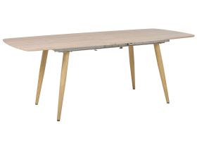 Dining Table Light Wood MDF Extendable Tabletop 180/210 x 90 cm 6 Seater Minimalist Table 