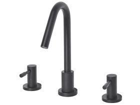 Basin Mixer Tap Black Matt Metal Brass Modern Bathroom Twin Lever Faucet 