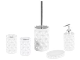 Bathroom Accessories Set White Ceramic Glam Soap Dispenser Toilet Brush Tumblers 