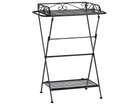 Side Table Black Metal 40 x 35 cm Folding Wire Top with Shelf Victorian Vintage Design 