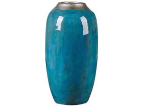 Decorative Vase Blue Terracotta Elegant 