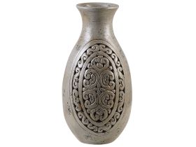 Tall Decorative Vase Grey Clay 51 cm Handmade Painted Floor Vase Greek-Inspired 