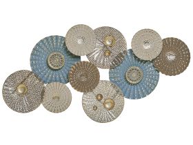 Wall Decor Circles Blue and Beige Metal Wall Art Modern Style 