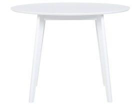 Dining Table White MDF 100 cm Round Top Wooden Legs Scandinavian Kitchen Table  