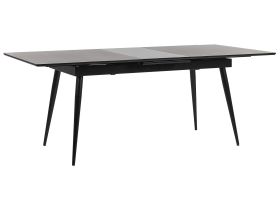 Dining Table Black MDF Metal Legs Extending 160/200 x 90 cm for 6 People Minimalist Design 
