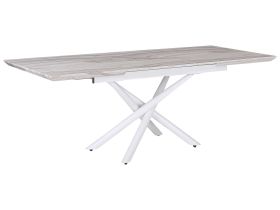 Dining Table Marble Effect Tabletop White Legs MDF Extending 160/200 x 90 cm Glam Design Rectangular 
