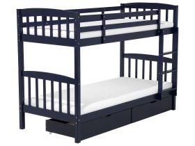 Double Bank Bed with Storage Drawers Blue Pine Wood EU Single Size 3ft High Sleeper Children Kids Bedroom 