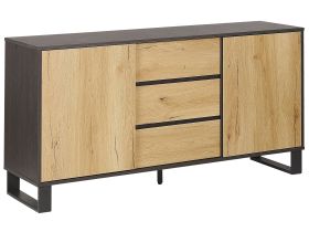 Sideboard Light Wood with Black Chest of Drawers Cabinet Storage Unit Bedroom Living Room 