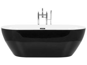 Freestanding Bath Glossy Black Sanitary Acrylic Single 180 x 80 cm Oval Modern Design 