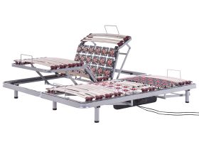 Set of 2 EU Single Bed Bases 3ft Electric Adjustable Solid Wood Slats Metal Frame 