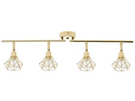Ceiling Lamp Gold Metal 4 Light Cage Shades Adjustable Arms Modern 