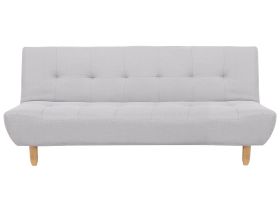 Sofa Light Grey Fabric Upholstery Light Wood Legs 3 Seater Scandinavian Style 
