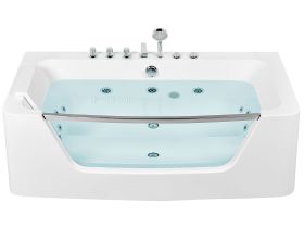 Whirlpool Bath White Sanitary Acrylic Single 170 x 80 cm 9 Jet Rectangular Modern Style 
