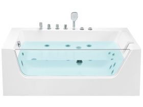Corner Whirlpool Bath White Sanitary Acrylic Right Hand 170 x 80 cm tempered glass panel 