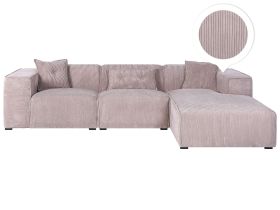 Corner Sofa Taupe Corduroy 3 Seater Left Hand Extra Scatter Cushions Modern 