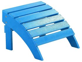 Garden Footstool Blue Plastic Wood Weather Resistant Slatted Modern Style 