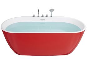 Freestanding Bath Red Sanitary Acrylic Oval Single 170 x 80 cm Modern Design 